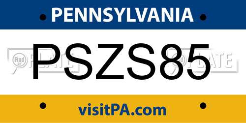 PSZS85 Pennsylvania License Plate
