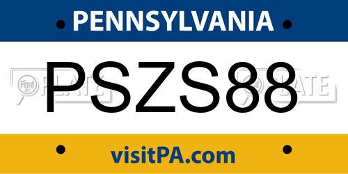 PSZS88 Pennsylvania License Plate
