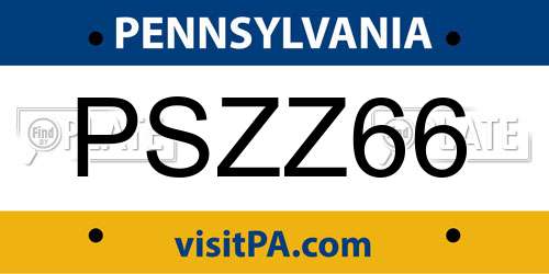 PSZZ66 Pennsylvania License Plate