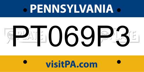 PT069P3 Pennsylvania License Plate