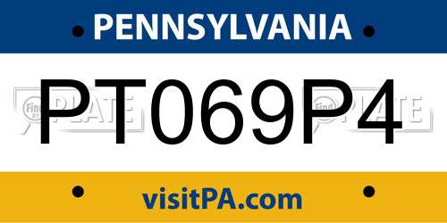 PT069P4 Pennsylvania License Plate