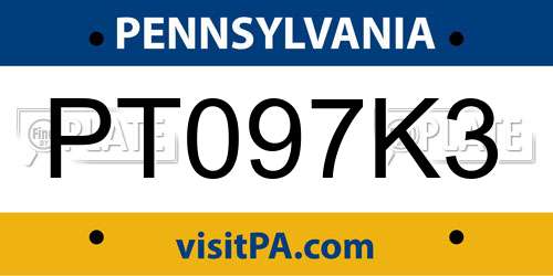 PT097K3 Pennsylvania License Plate