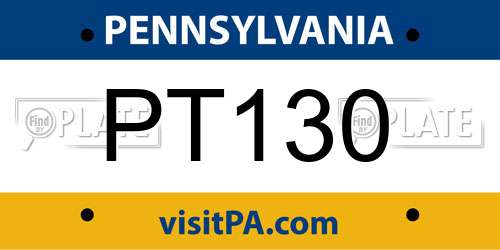 PT130 Pennsylvania License Plate