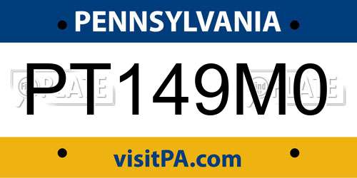 PT149M0 Pennsylvania License Plate