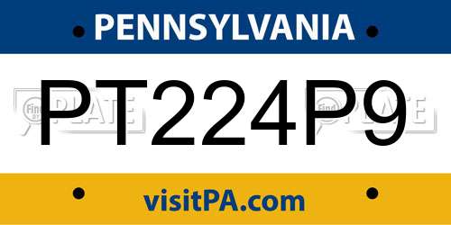 PT224P9 Pennsylvania License Plate