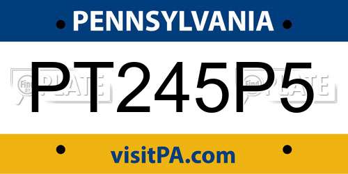 PT245P5 Pennsylvania License Plate