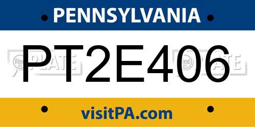 PT2E406 Pennsylvania License Plate