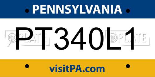 PT340L1 Pennsylvania License Plate