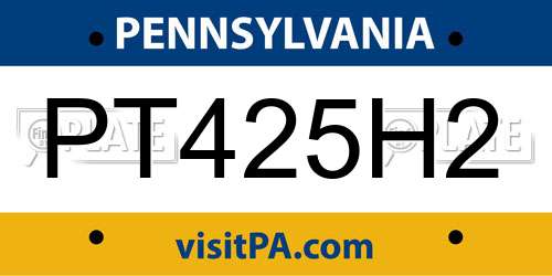 PT425H2 Pennsylvania License Plate