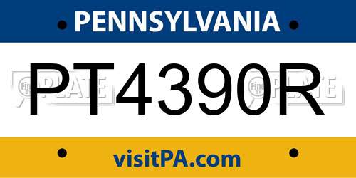 PT4390R Pennsylvania License Plate