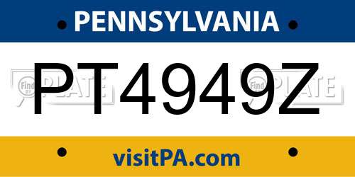 PT4949Z Pennsylvania License Plate
