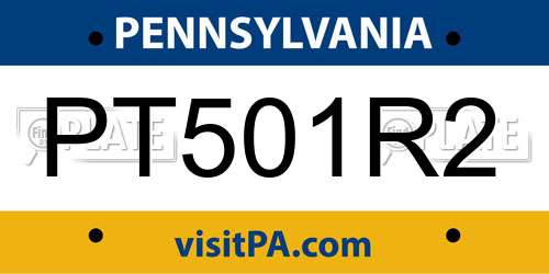 PT501R2 Pennsylvania License Plate