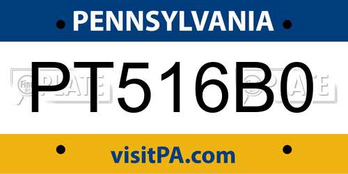 PT516B0 Pennsylvania License Plate