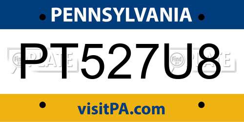 PT527U8 Pennsylvania License Plate