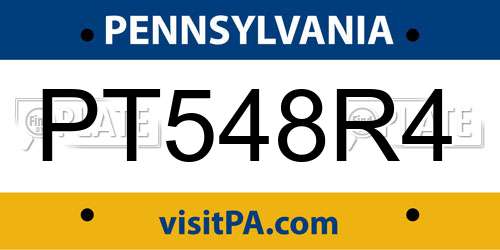 PT548R4 Pennsylvania License Plate