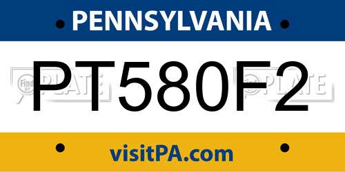 PT580F2 Pennsylvania License Plate