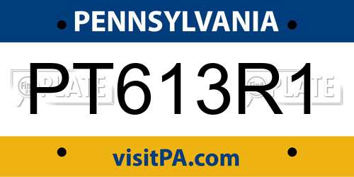 PT613R1 Pennsylvania License Plate
