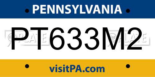 PT633M2 Pennsylvania License Plate