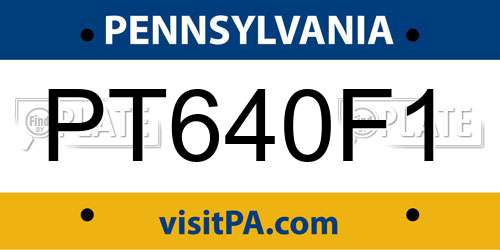 PT640F1 Pennsylvania License Plate