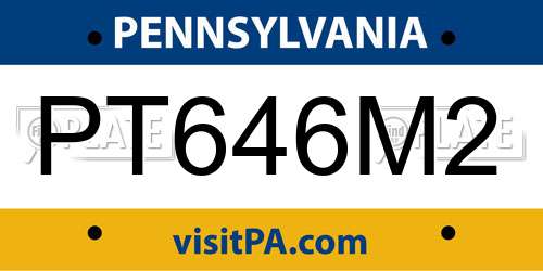 PT646M2 Pennsylvania License Plate