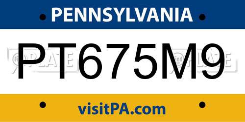 PT675M9 Pennsylvania License Plate