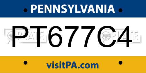 PT677C4 Pennsylvania License Plate