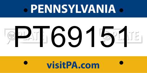 PT69151 Pennsylvania License Plate