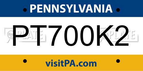 PT700K2 Pennsylvania License Plate