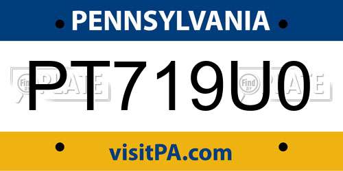 PT719U0 Pennsylvania License Plate
