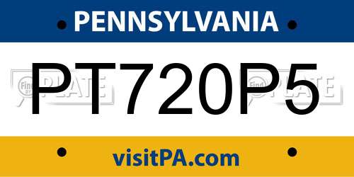 PT720P5 Pennsylvania License Plate