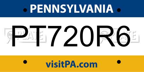 PT720R6 Pennsylvania License Plate