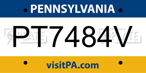 PT7484V Pennsylvania License Plate