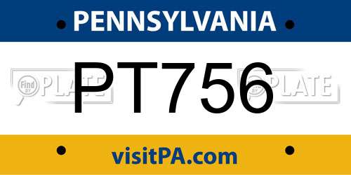 PT756 Pennsylvania License Plate