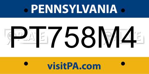 PT758M4 Pennsylvania License Plate