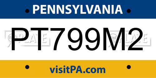 PT799M2 Pennsylvania License Plate