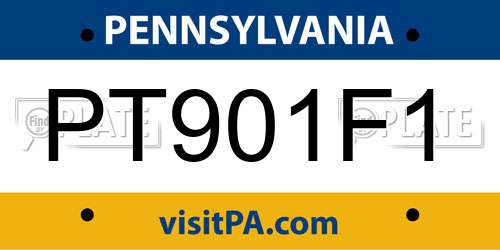 PT901F1 Pennsylvania License Plate