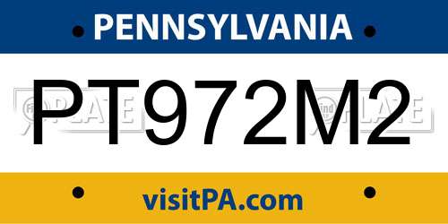 PT972M2 Pennsylvania License Plate