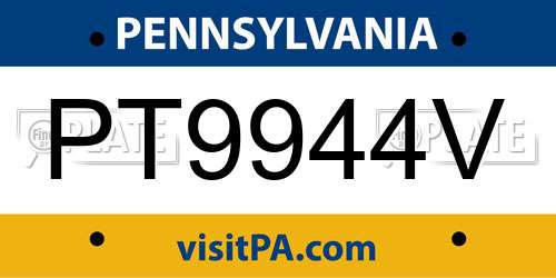 PT9944V Pennsylvania License Plate