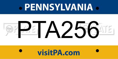 PTA256 Pennsylvania License Plate