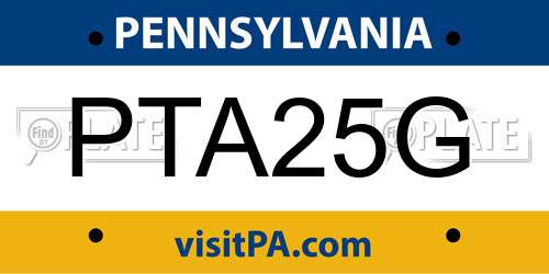 PTA25G Pennsylvania License Plate