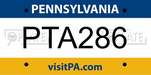 PTA286 Pennsylvania License Plate