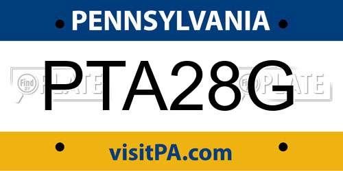 PTA28G Pennsylvania License Plate