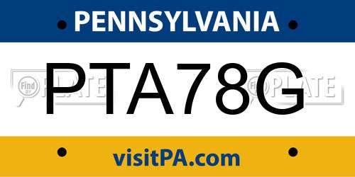 PTA78G Pennsylvania License Plate
