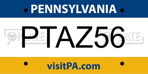 PTAZ56 Pennsylvania License Plate