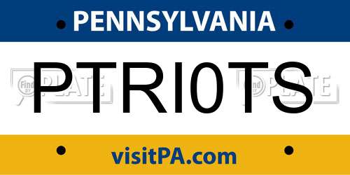 PTRI0TS Pennsylvania License Plate
