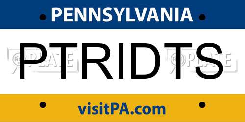PTRIDTS Pennsylvania License Plate