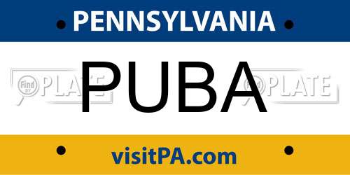 PUBA Pennsylvania License Plate