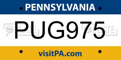 PUG975 Pennsylvania License Plate