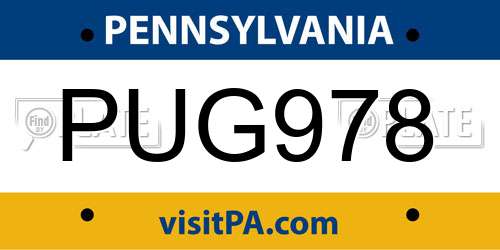 PUG978 Pennsylvania License Plate