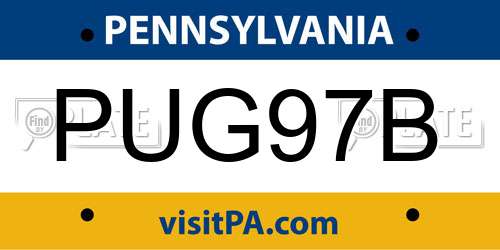 PUG97B Pennsylvania License Plate